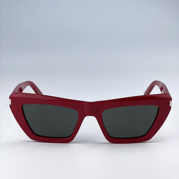 NEW Saint Laurent SL467 003 Red Grey Cat Eye Women Sunglasses - Picture 4 of 12